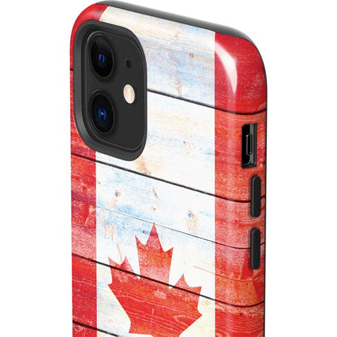 Canada Flag Light Wood iPhone 12 Impact Case